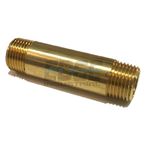 EDGE INDUSTRIAL Brass Long Nipple 1/2" X 1/2", 3" Length, Male NPT MNPT Fuel/AIR/Water/Oil/Gas WOG (Qty 01)