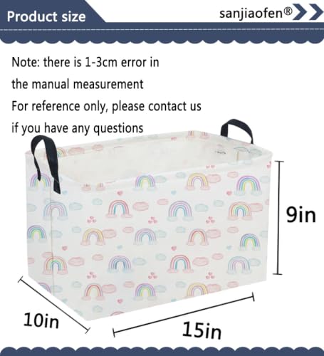 Image of Sanjiaofeng Rectangular Rainbow Basket,Storage Bins with Handles,Dirty Clothes Basket,Rainbows Room Decor(Big Rainbow)