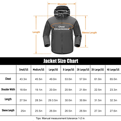 Free Soldier Men's Outdoor Waterproof Soft Shell Hooded Military Tactical Jacket(Gray, Large) #TOP5