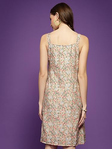 Image of OOMPH! Women's Fit And Flare Mini Sleeveless Floral Beach Dress For Slipon