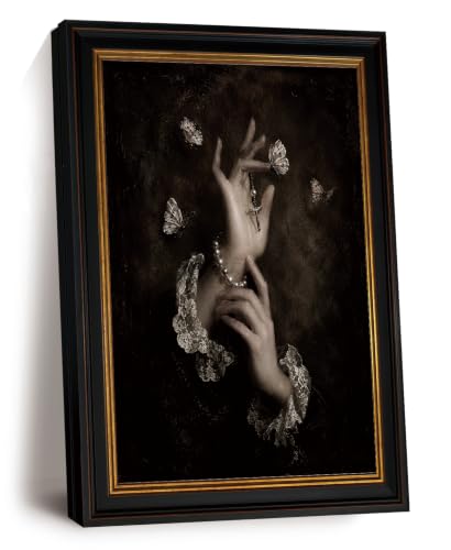 Gothic Butterfly Hands Framed Wall Art, Victorian Dark Academia, 12 x 16 In