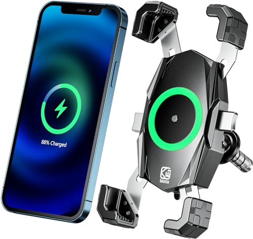 Kewig Motorcycle Fork Stem Phone Mount with Wireless & USB-C Charger