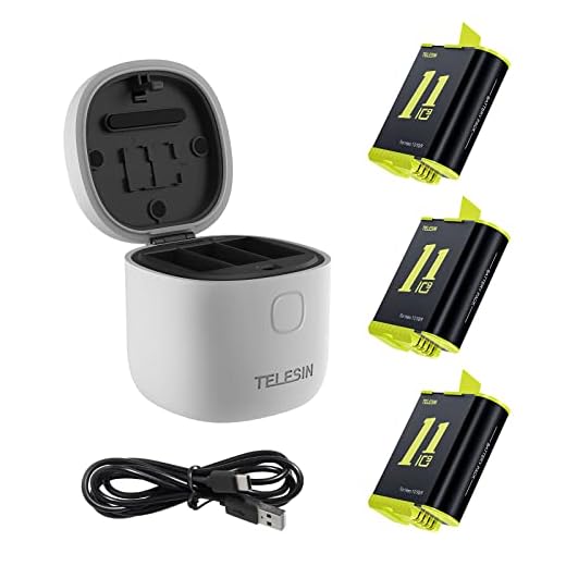 TELESIN Pacote com 3 pilhas Hero 11 AllinBox carregador USB para GoPro Hero 11 Hero 10/9 preto, função de leitor de cartão SD à prova d'água kit carregador de bateria para armazenamento para GoPro Hero 11/10/9