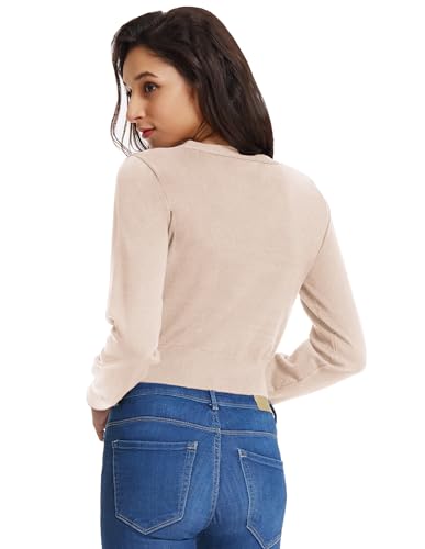 Image of GRACE KARIN Long Sleeve Cropped Cardigan Sweaters for Women Lightweight Button Down V-Neck Open Front Bolero Shrug Jacket