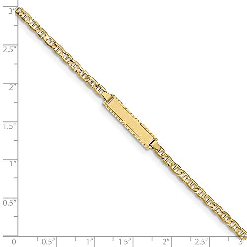 4.8Mm 10K Engravable Gold Nautical Ship Mariner Anchor Link Id Bracelet 6 Inch #TOP1