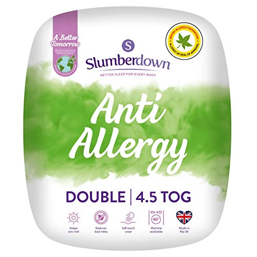 Slumberdown Anti Allergy Double Duvet - 4.5 Tog Lightweight Cool Summer Quilt for Night Sweats - Anti Bacterial, Soft Touch Cover, Hypoallergenic, Machine Washable, Size (200cm x 200cm)