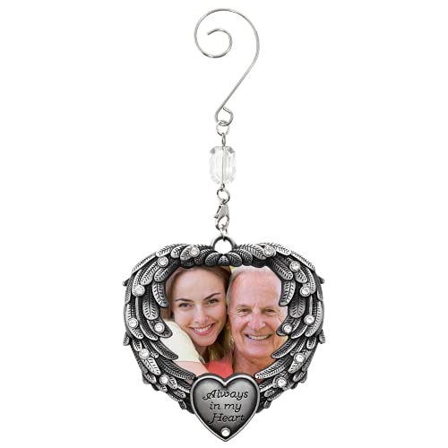 In Memory Photo Ornament Always In My Heart Angel Wings Picture Christmas Ornament Sympathy Gifts Bereavement Gifts 3 Pack Gift/Storage Bags Included #TOP1