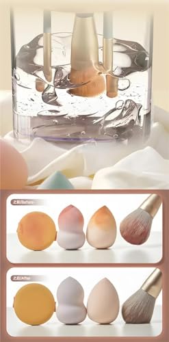 Limpador Pincel Esponja Maquiagem Elétrico USB Automático Lava Seca Armazena Bivolt