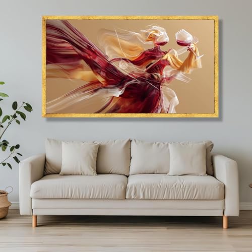 Décoration intérieure moderne abstraite grand format rouge et or