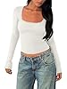 REORIA Womens Long Sleeve Shirts Basic Crop Tops S... #3