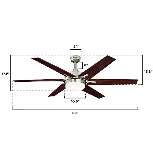 Image of Westinghouse 74003B00 Cayuga Smart Ceiling Fan, 60-Inch, Brushed Nickel