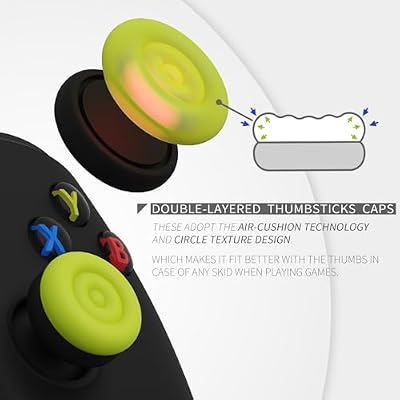 playvital Thumbs Cushion Caps Thumb Grips for ps5, for ps4, Thumbstick Grip Cover for Xbox Series X/S, Thumb Grip Caps for Xbox One, Elite Series 2, for Switch Pro - Bright Green & Robot White