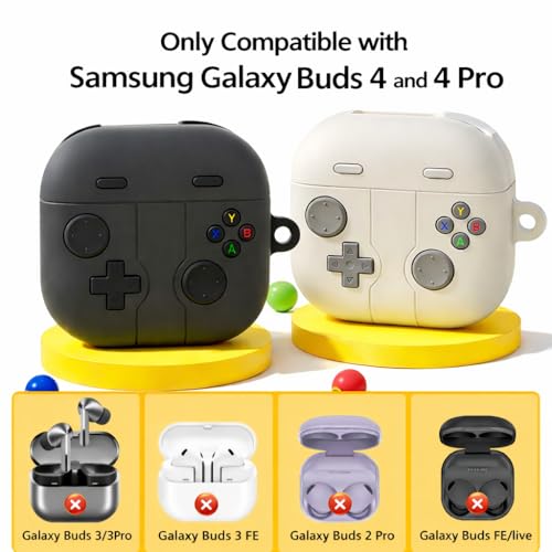 Image of Retro Game Console Case Cover for Samsung Galaxy Buds 4 and 4 Pro with Carabiner (Green, Game Console)