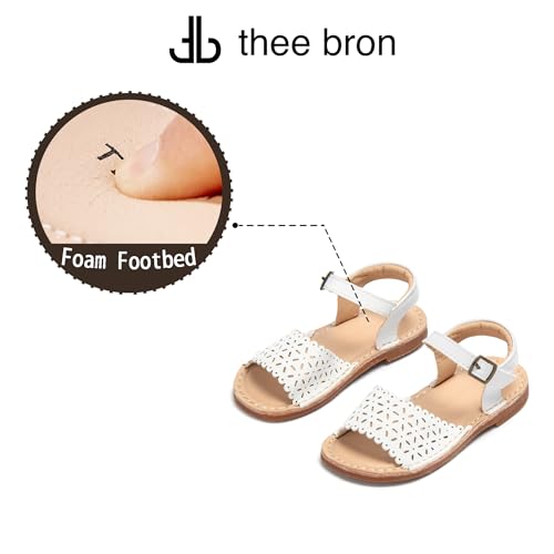 THEE BRON Toddler Girls Vintage Open Toe Sandals Cushioned Comfy Summer Dress Shoes(AA538 Toddler,White/10M) by THEE BRON - Used condition - Image 8