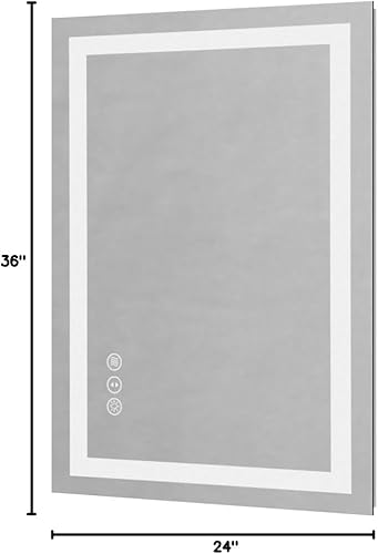 Miniatura 7 de Espejo LED de 24 x 36 pulgadas para baño, espejo de tocador iluminado para pared, regulable, antivaho, a prueba de roturas, certificado ETL (luces