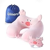 Travel Pillow, Memory Foam Neck Pillow with 360-Degree Head Support Comfortable Airplane Pillow with Storage Bag Lightweight Traveling Pillow for Sleeping, Car, Train, Bus and Home Use (Pig)