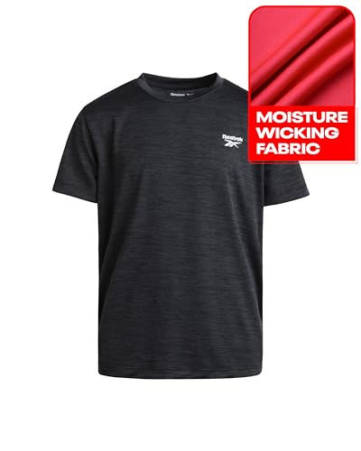 Reebok Camiseta esportiva para meninos – Pacote com 2 camisetas esportivas de desempenho ativo, Fita