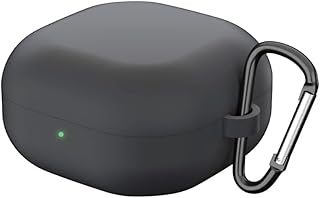 جراب سيليكون محمول مقاوم للخدش والصدمات من البولي يوريثين الحراري مضاد للانزلاق مع حلقة تعليق انخجيفت شوب متوافق جالاكسي بودز 2 وجالكسي بادز برو لايف اسود