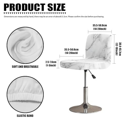 Image of Bar Stool Covers with Backs Height Mid Low Back Chair Protector White Marble Stain Resistant Bar Stool Chair Covers Counter Height Chair Covers Set of 2
