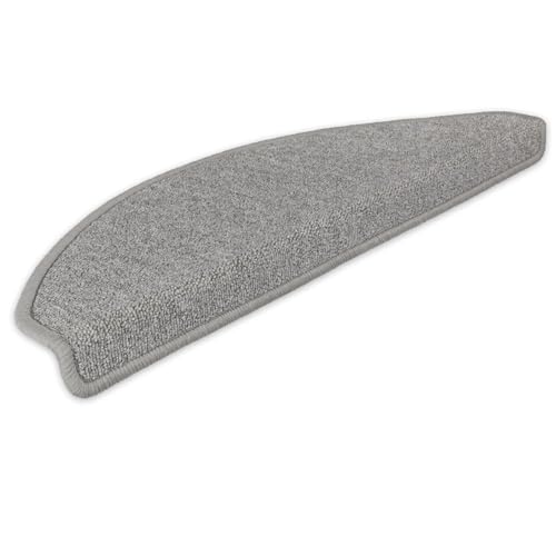 Kettelservice-Metzker Stufenmatten Ariston im Sonderformat 64/20cm Halbrund Hellgrau 15 Stück Treppenschutz Treppenteppich