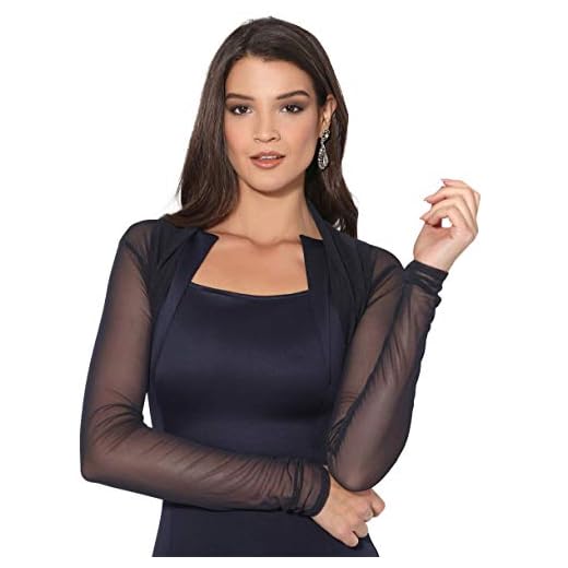 KRISP Bolero Mujer Fiesta Torera Manga Tallas Grandes Punto Punto Boda Transparente, (Azul Marino (7537), 38 EU (10 UK)), 7537-NVY-10