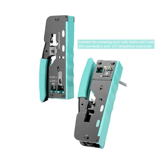 WiredCom® Crimping Tool Kit, cat7 pass through crimping tool with 5pcs cat7 Modular Plugs Connectors, pass through rj45 cat7 connector crimping tool, ethernet crimping tool 3