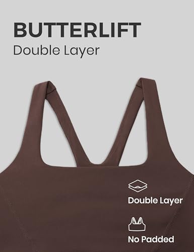 Image of CRZ YOGA Butterlift Square Neck Sports Bras | Double Lined, Light Support, Non Padded, Yoga, Buttery Soft, V-Shaped Racerback, for Women