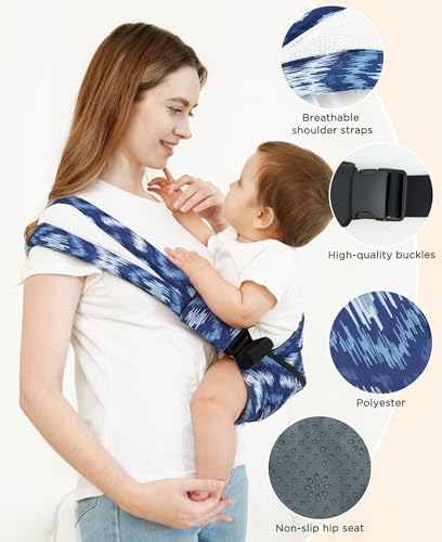 GAGAKU Toddler Carrier Adjustable Padded Sling Portable Ergonomic Baby Holder Carrier with Non-Slip Seat for 6-36 Months Infants & Toddlers (14-35 lbs)-Blue Pattern