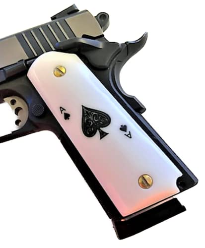 Premium Gun Grips Compatible Replacement for 1911 Full Size White Ace of Spads - Thumbnail 5