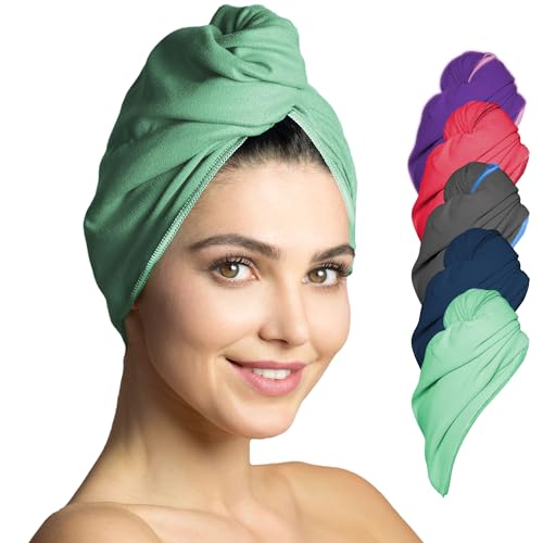 Toalla Turbante Para El Secado Rápido De Cabello, Toallas De Microfibra Ultra Absorbente Para Pelo, Con Botón 1 Pieza Turquesa