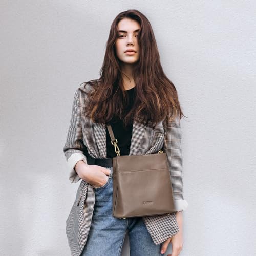 Image of Kattee Leather Handbags for Women 2026, Soft Shoulder Tote Crossbody Purses Bucket Bags with 2 Detachable Straps