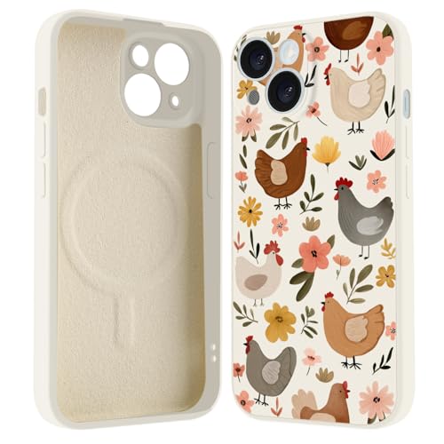 Coque iPhone 16 Pro MagSafe en silicone liquide souple à motif fleur