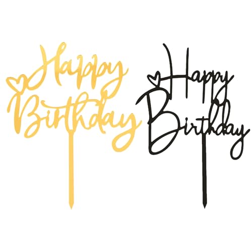 AIRTILY 2 Piezas De Insertos De Tarjetas De Cumpleaños, Decoraciones De Pasteles, Insertos De Tarjeta Simples Y Versátiles Y Necesidades De Decoración De Espalda (Negro, Oro).