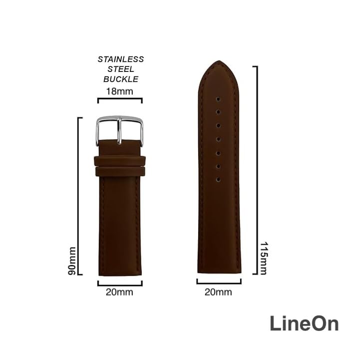 Image of Lineon NAGATA Full Padded Leather Watch Strap For Branded Watches Premium and Soft Strap For Titan, sonata, timex, casio and for all other brand