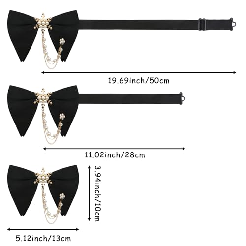 Image of Oversized Bow Ties for Men, Adjustable Bow Tie Pre-tied Bowties Pearl Decoration Bowtie for Tuxedo Wedding Party Prom