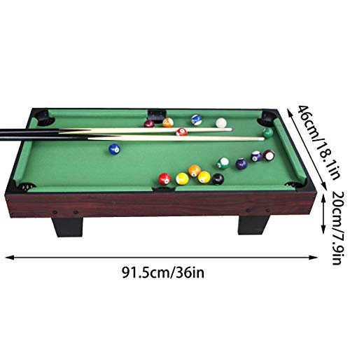 Mini Table Top Pool, Billiards Table With 15 Colored Balls, 1 Cue Ball, 1 Brush, 2 Pool Sticks & Racking Triangle Portable And Fun For Party Game (Dark Brown) #TOP3