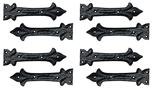 Image of Adonai Hardware Adonijah Antique Cast Iron Strap False or Faux or Dummy Hinge Front (6.5 inch x 8 Pack, Matte Black) for Barn Doors, Gates, Cabinets, Wooden Box, Furniture, Chest, Trunks and Sheds