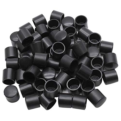 Bonsicoky - 60 tapas redondas de goma para patas de muebles de 12 mm de vinilo flexible para patas de sillas, protectores de suelo/cubiertas de plástico para patio/muebles de interior (negro)