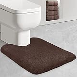 Toilet Bath Rug U-Shaped Mat Shaggy Non-Slip Machine Wash Toilet Carpet Contour Bathroom Rug for Bat