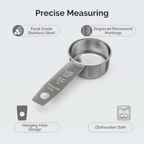Vaso medidor acero inoxidable 30 ml 1/8 taza miniatura 5