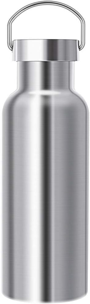 Stainless Steel Vacuum Insulated Water Bottle 34/25/20/17/12oz 18/8 for Hot and Cold Drinks, Double Walled, Leak Proof (Silver(17oz))