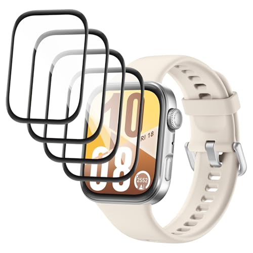 Fyqzio [4 Piezas Protector de pantalla compatible con Huawei Watch Fit 4,sin burbujas,antiarañazos,3D Cobertura Completa,HD TPU Protección de películas
