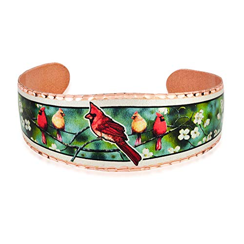 Pulseras de pájaro cardenal rojo pulseras de brazalete abierto joyería de cobre artesanal Cover