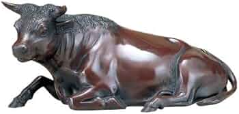 高岡銅器　牛　職人　般若　純一郎作　座牛　銅製　牛の置物　縁起物　インテリア 高岡銅器 牛 職人 般若 純一郎作 座牛 銅製 牛の置物 縁起物 飾り