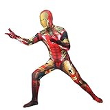 MODRYER Iron Man Cosplay Costume Superhero Bataille Costume Enfants Adultes Onesies Film Fans Vêtements Enfants Performance Tight Jumpsuit Set Fancy Dress Outfit,Kids/S 115~125cm