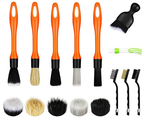 Fitosy Car Detailing Brush Set, Soft Boar Hair Auto Cleaning Kit, Perfect for Automotive Duster,Wheels,Dashboard,Interior,Exterior,Leather,Air Vents,Engines