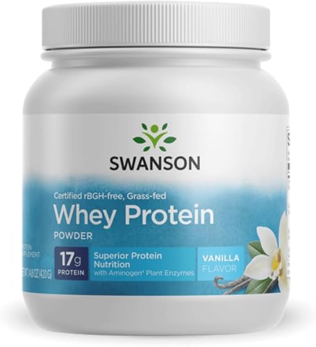 Best Protein Powders for Seniors Who Don’t Want to Bulk Up (2026 Guide) 18 Swanson Grass Fed Cold Pressed Certified rBGH Free Hormone Free Vanilla Whey Protein Powder with Aminogen Enzyme Sports Nutrition Muscle Workout Support 14.8 Ounces (420 g)