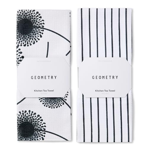 GEOMETRY Kitchen Tea Towels - Quick Dry Microfiber Dish Towels for Kitchen Linen Breeze, 18" x 30" 2 Pack