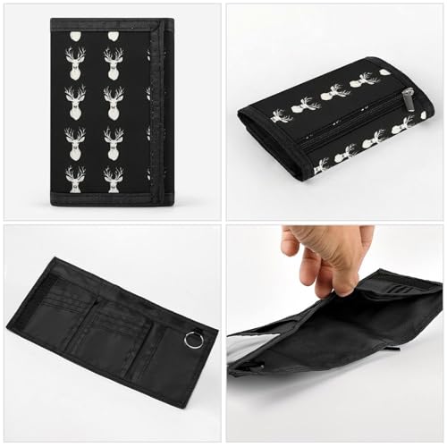 White Cool Elk Print Wallet for Men, 8 Credit Card Holder Slim Minimalist Front Pocket Small Mens Bifold Wallets4