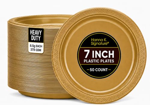 Gold Solid Color Premium Heavy Weight Plastic Appetizer Plate (7